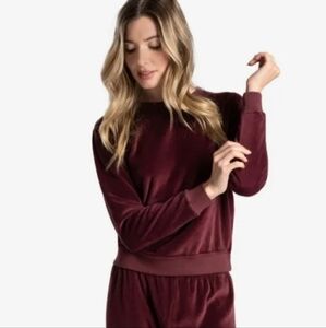 Lole Edition Velour Long Sleeve Crewneck Sweatshirt in Plum, sz medium